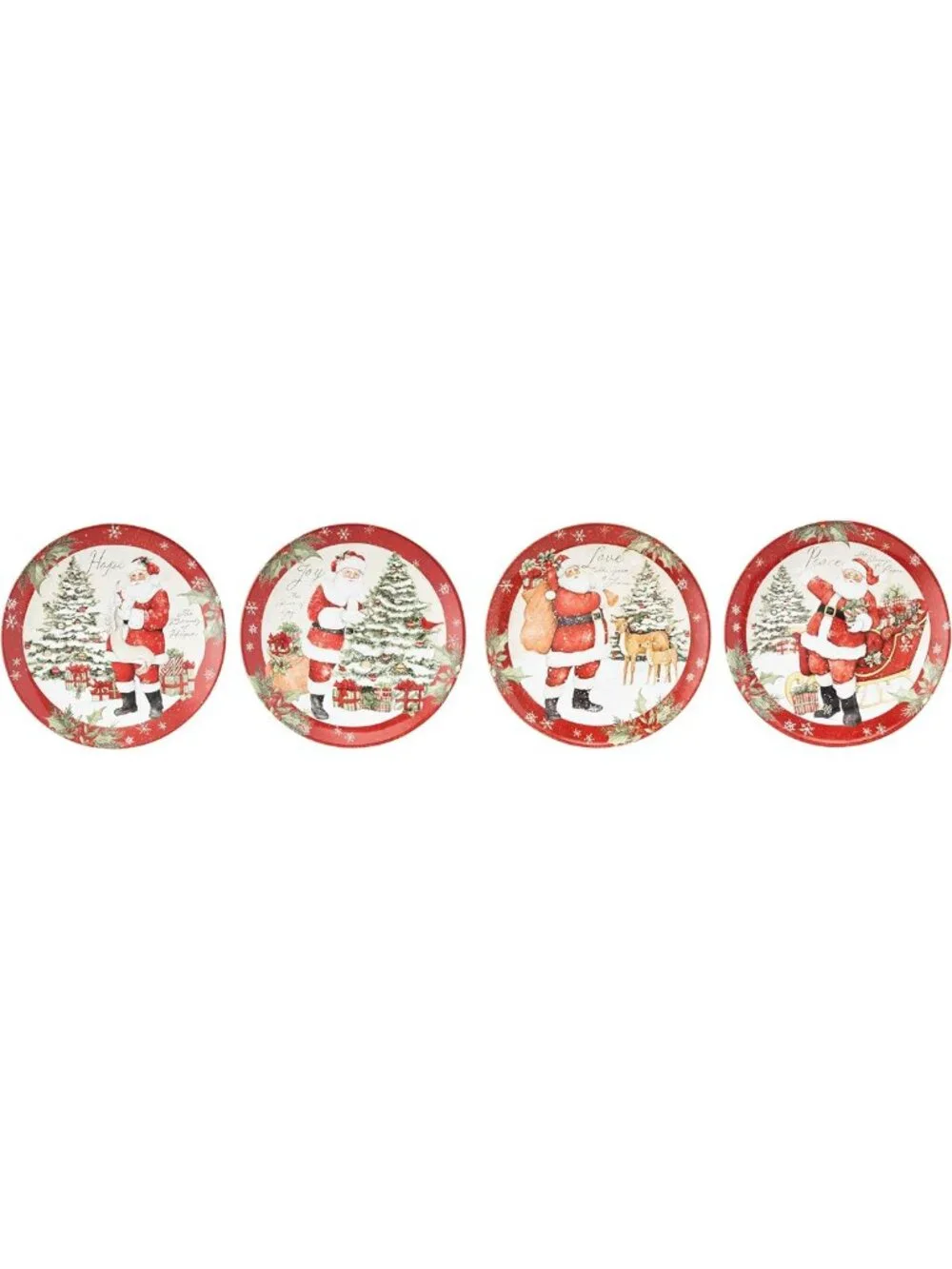 Vintage Santa Claus Christmas Dinner Plates Set of 4 - Festive Holiday